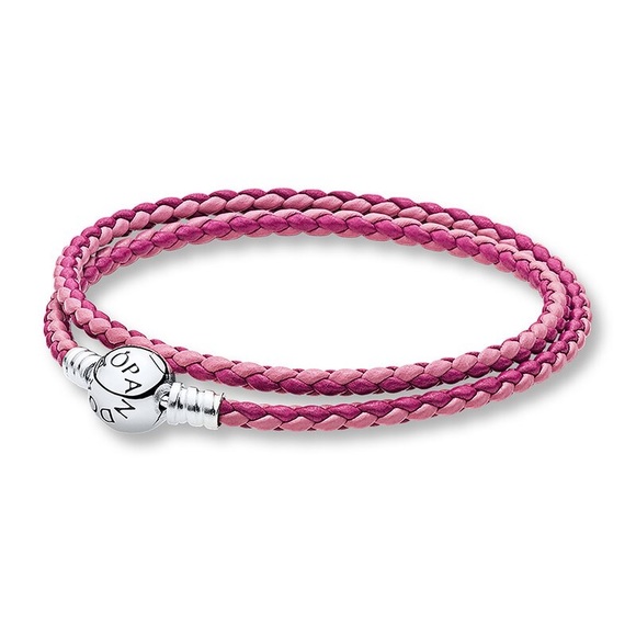 SOLD - Hot pink Pandora leather bracelet - Picture 1 of 1